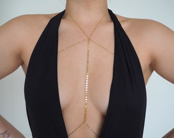 14k Gold Filled Coin Line Double Layer Body Chain Bra | VERSION 2.0