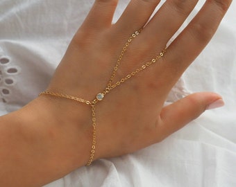 14k Gold Filled CZ Diamond Dainty Hand Piece