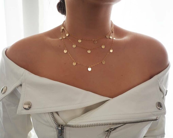 Multi-way 14k Gold Filled Coin Necklace, Bracelet, & Belly Chain/ Dainty Gold Necklace / Gold Filled Jewelry / Real Gold Necklace