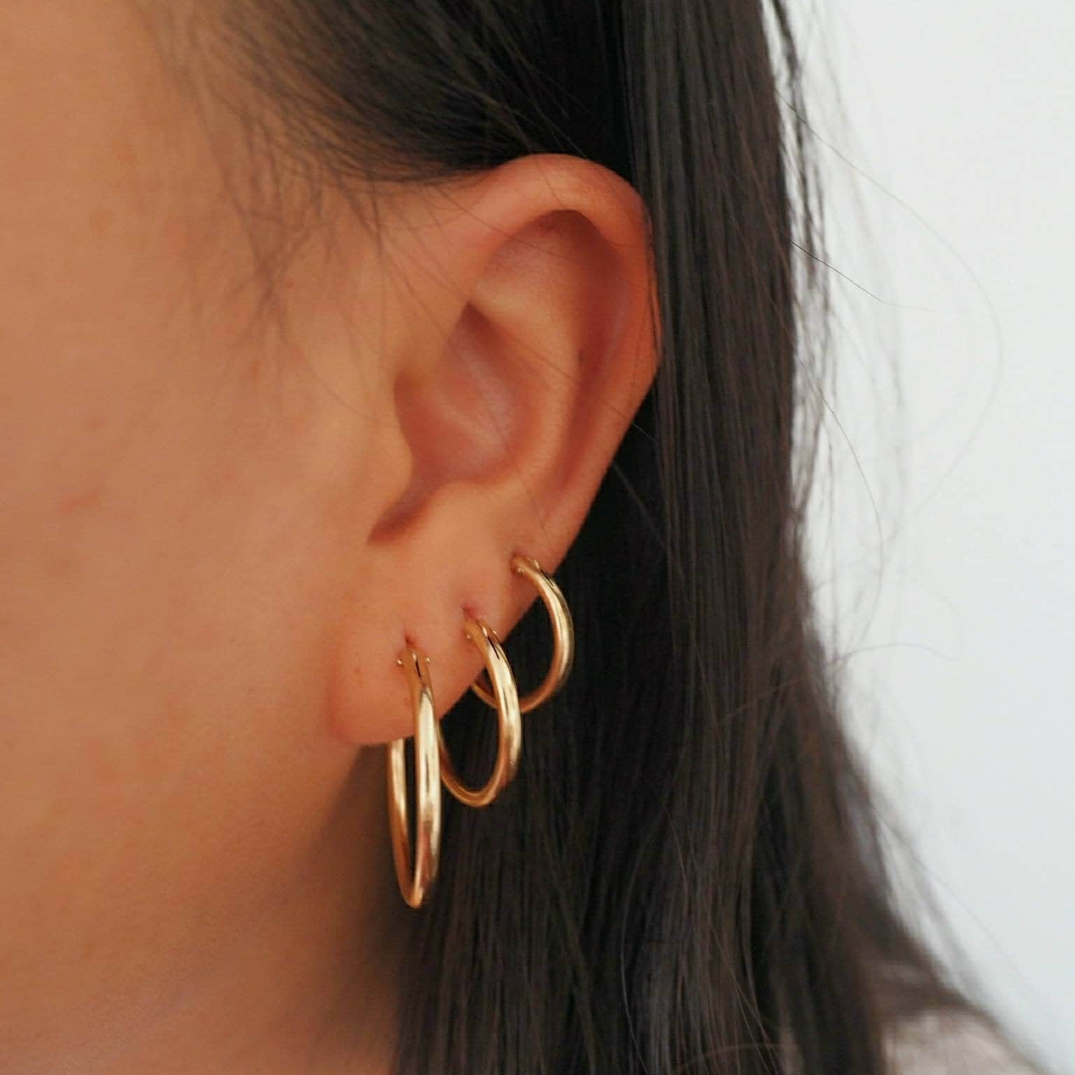 14k Gold Filled Hoop Earrings 2mm Wide Lightweight Etsy Australia