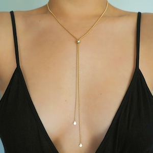 14k guldfylld ormkedja justerbar Lariat Y-halsband