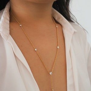 14k Gold Filled with CZ Diamonds Braided Rope Body Chain image 8