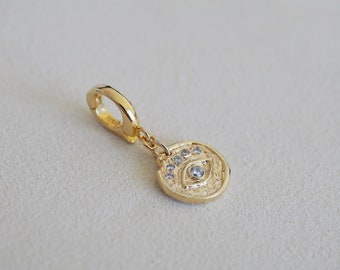 Pendentif Charm Mauvais Œil en Or Vermeil CZ 14k