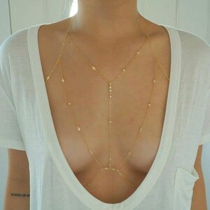 14k Gold Filled Body Chain Bralette with Swarovski Crystals