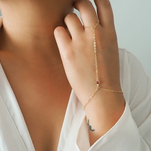 14k Gold Filled with Solid Gold Garnet Hand Piece