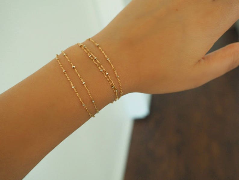 14k GOLD Speckled Chain Multi Way Bracelet /& Necklace Dainty Bracelet Real Gold Jewelry Real Gold Bracelet Wrap Bracelet