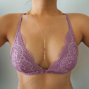 14k Gold Filled with 14k Solid Gold AMETHYST Oval Coin Line Dainty Body Chain