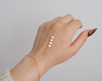 Dainty 14k Gold Filled Hand Piece with Tiny Coins | Real Gold Bracelet
