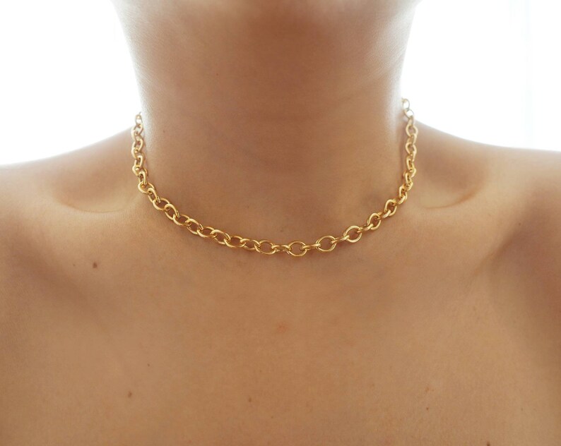 14k Gold Filled SMOOTH 7mm Chunky Chain Necklace Real Gold Etsy