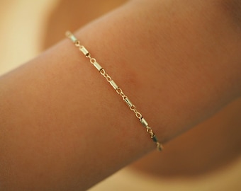 14k Gold Filled Chain Bracelet: Dainty Bohemian Style
