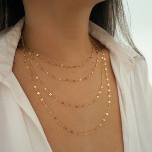 14k Gold Filled Sparkle Bar Chain Multi Strand Necklace Real Gold Necklace image 5