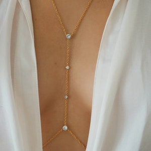 14k Gold Filled with CZ Diamonds Braided Rope Body Chain image 4