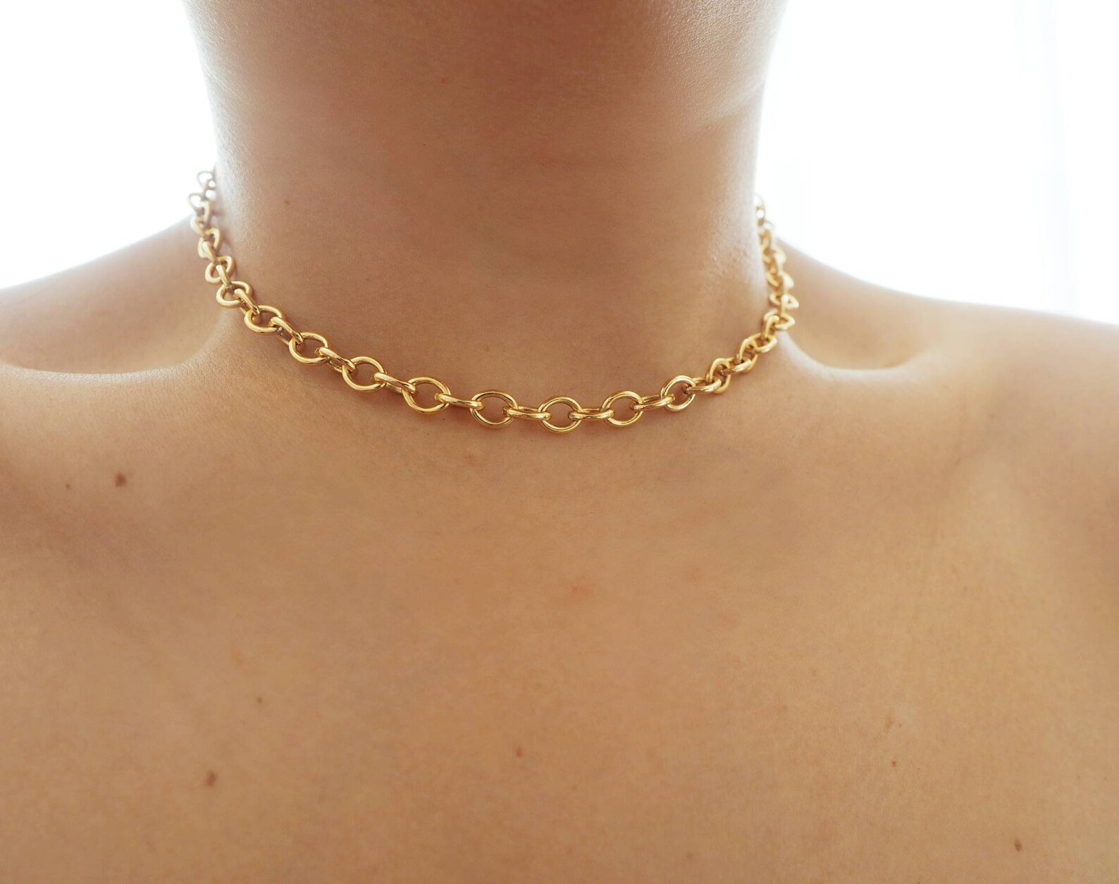 14k Gold Filled SMOOTH 7mm Chunky Chain Necklace Real Gold Etsy