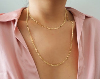 14k Gold Filled Slick Curb Chain Necklace | Smooth | Short