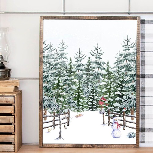 Snowy Forest Printable 5x7 8x10 11x14 16x20 18x24 Woodland - Etsy