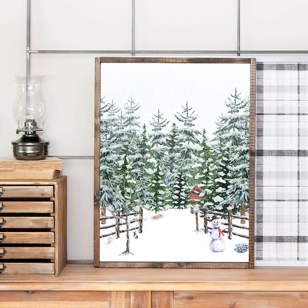 Winter Woodland Home Printable Snow Day Wall Art 5x7 8x10 11x14 16x20 Watercolor Winter Wonderland Decor Print Winter Forest Sign DIY Decor