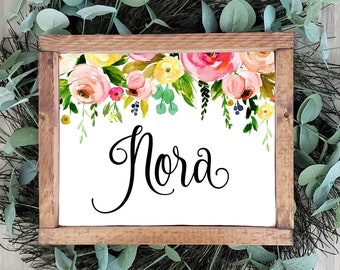 Personalized Floral Girl's Name Printable Nursery Art 5x7 8x10 11x14 16x20 Bedroom Sign Flowers Custom Art Bedroom Wall Decor DIY Gift