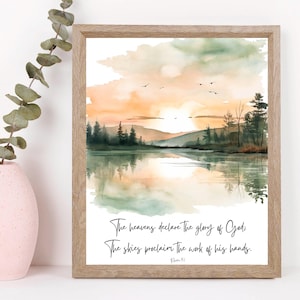 Psalm 19:1 The Heavens Proclaim the Glory of God Printable 5x7 8x10 11x14 16x20 Bible Verse Wall Art Scripture Sign DIY Inspirational Decor