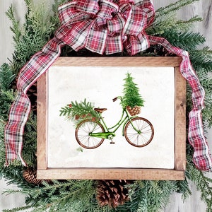 Christmas Bicycle Printable Home Decor 5x7 8x10 11x14 16x20 Winter Bicycle Art Bike Printable Art Rustic Winter Sign DIY Holiday Decor