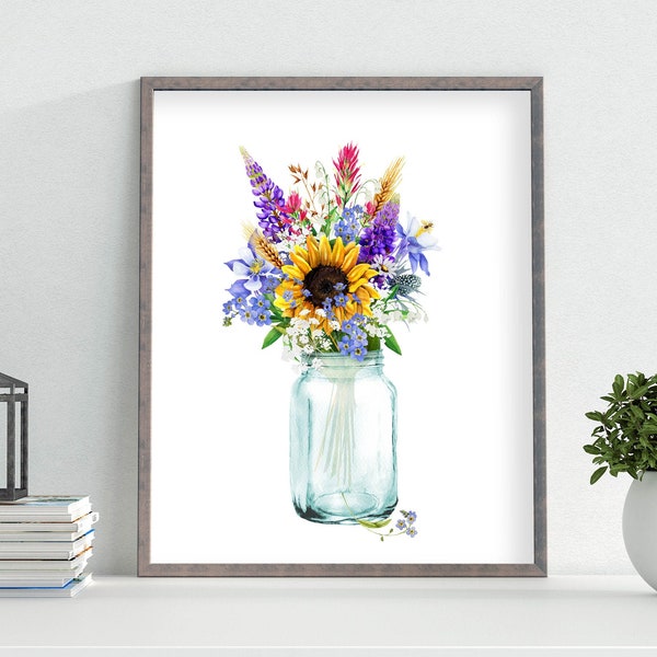 Mason Jar Wall Decor Sunflower Etsy