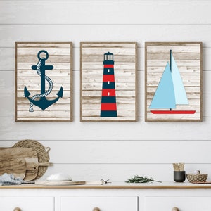 Nautical Printable Nautical Wall Art Set Beach House Signs - Etsy