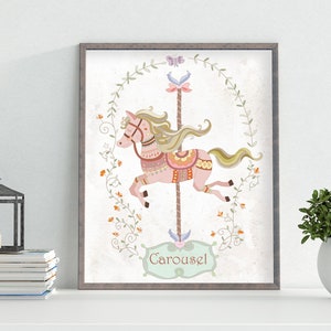 Carousel Horse Printable Nursery Carousel Wall Art Horse Print - Etsy