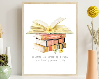 Book Lover Quote Print | Vintage Library Wall Art (Digital Download)