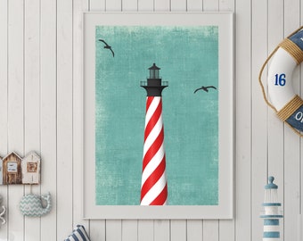 Lighthouse Printable Coastal Decor Nautical Nursery Beach House Decor Nautical Print 5x7 8x10 11x14 Photography Prop Staging Decor