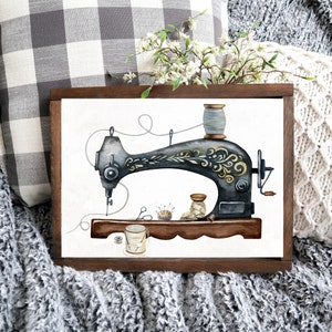 Vintage Sewing Machine Printable Sewing Print Craft Room Vintage Decor Sewing Room Sign 5x7 8x10 11x14 16x20 Retro Sewing Machine DIY Decor