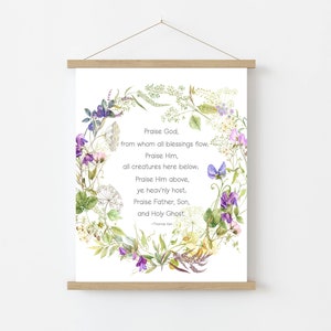 Praise God From Whom All Blessings Flow Printable Wall Art Doxology Inspirational Sign 5x7 8x10 11x14 16x20 Summer Wildflower Country Decor