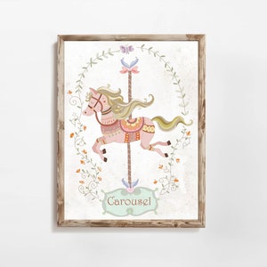 Carousel Horse Printable Nursery Carousel Wall Art Horse Print Nursery Decor Playroom Decor 4x6 5x7 8x10 11x14 16x20 Merry-Go-Round Wall Art