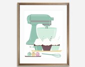 Vintage Mixer | Mint Kitchen, Printable Art, Baking Print, Kitchen Wall Art, Bakery Sign (Digital Download)