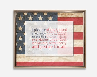 Pledge of Allegiance | USA Print, Patriotic Decor, Vintage Art (Digital Download)