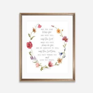 Números 6:24-26 / Escritura impresa, Corona de flores silvestres, Que el Señor te bendiga y te guarde (Descarga digital)