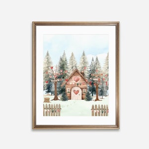 Valentine Cabin Printable Woodland Decor 5x7 8x10 8.5x11 11x14 16x20 Hearts Sign Love Home Wall Art DIY Holiday Decor Valentine Sign