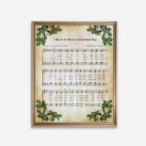 Partitura impresa del villancico navideño "Oí las campanas" (Descarga digital)