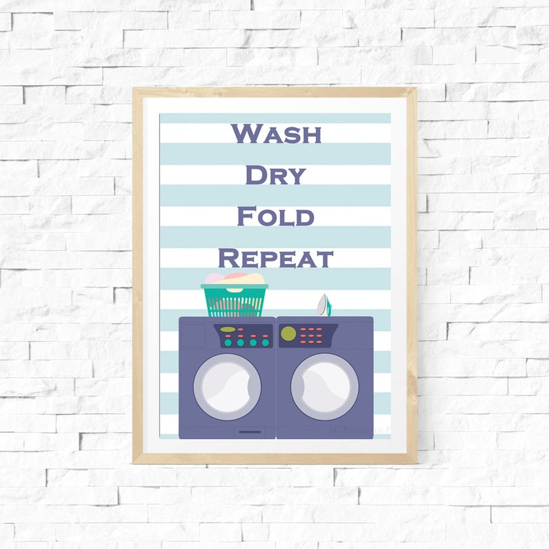 Wash Dry Fold Repeat Printable Laundry Printable Laundry Room | Etsy