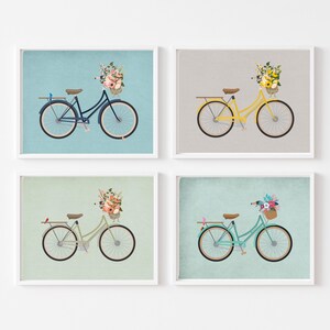 Set de láminas artísticas vintage para bicicletas, decoración floral para bicicleta (descarga digital)