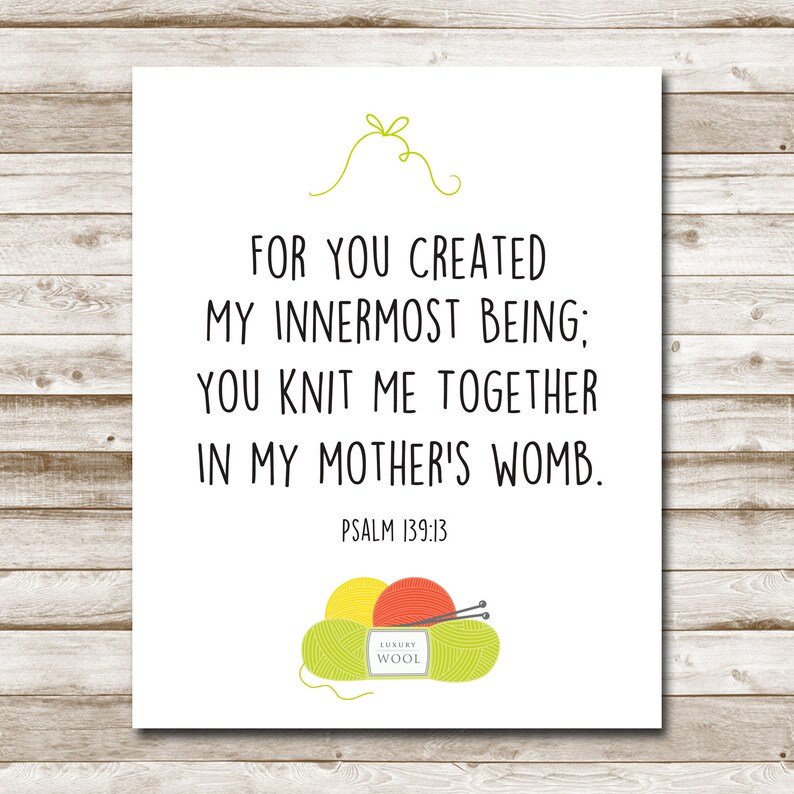 Psalm 13913 Bible Verse Printable You Knit Me Together Etsy