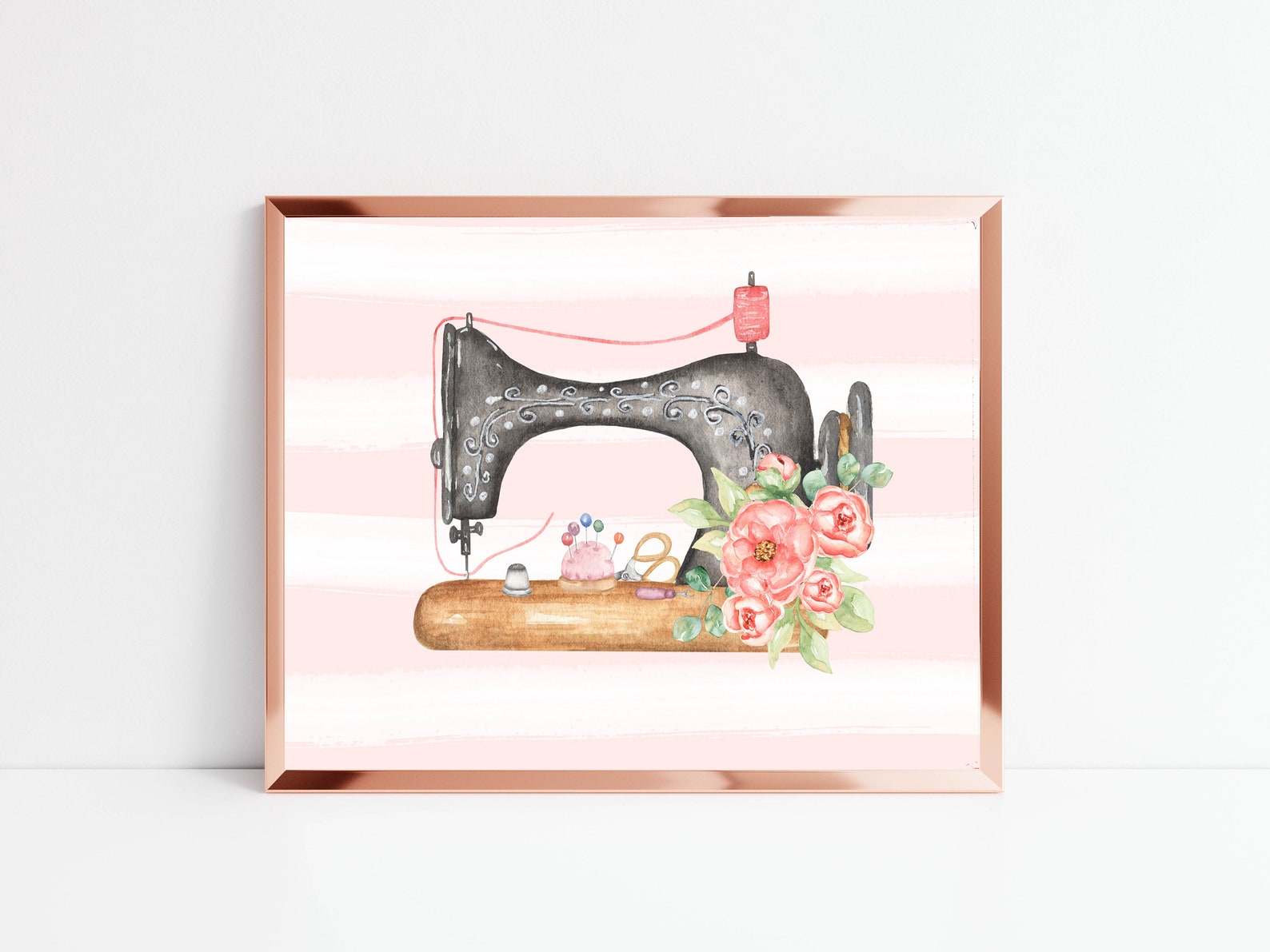 Vintage Sewing Machine Printable Sewing Print Craft Room Pink | Etsy