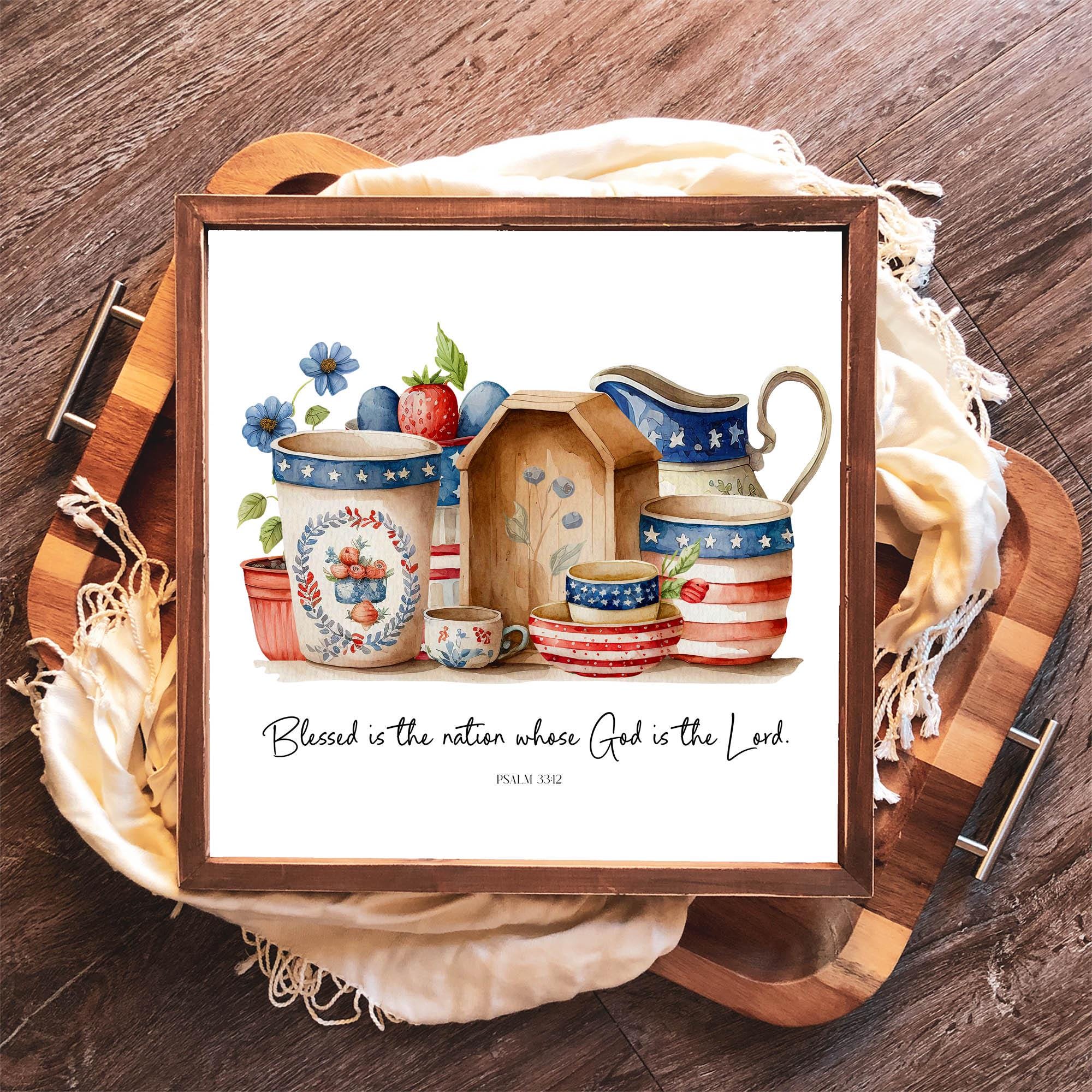 Psalm 33:12 | Blessed is the Nation, SQUARE Patriotic Americana Decor ...