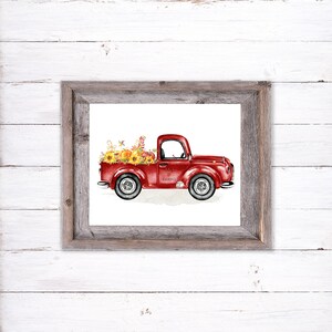 Autumn Truck Printable Vintage Red Truck Wall Art 5x7 8x10 - Etsy