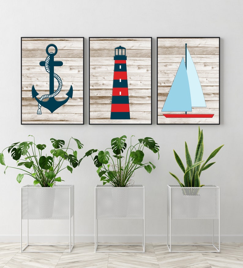 Nautical Printable Nautical Wall Art Set Beach House Signs - Etsy