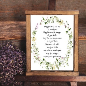 Irish Blessing Printable Wall Art May The Road Rise Up To Meet You 5x7 8x10 11x14 16x20 Inspirational Irish Prayer Remembrance Print Wreath