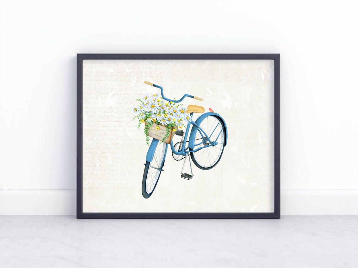 Bicycle Printable Bicycle Print Bike Print Daisy Basket DIY - Etsy