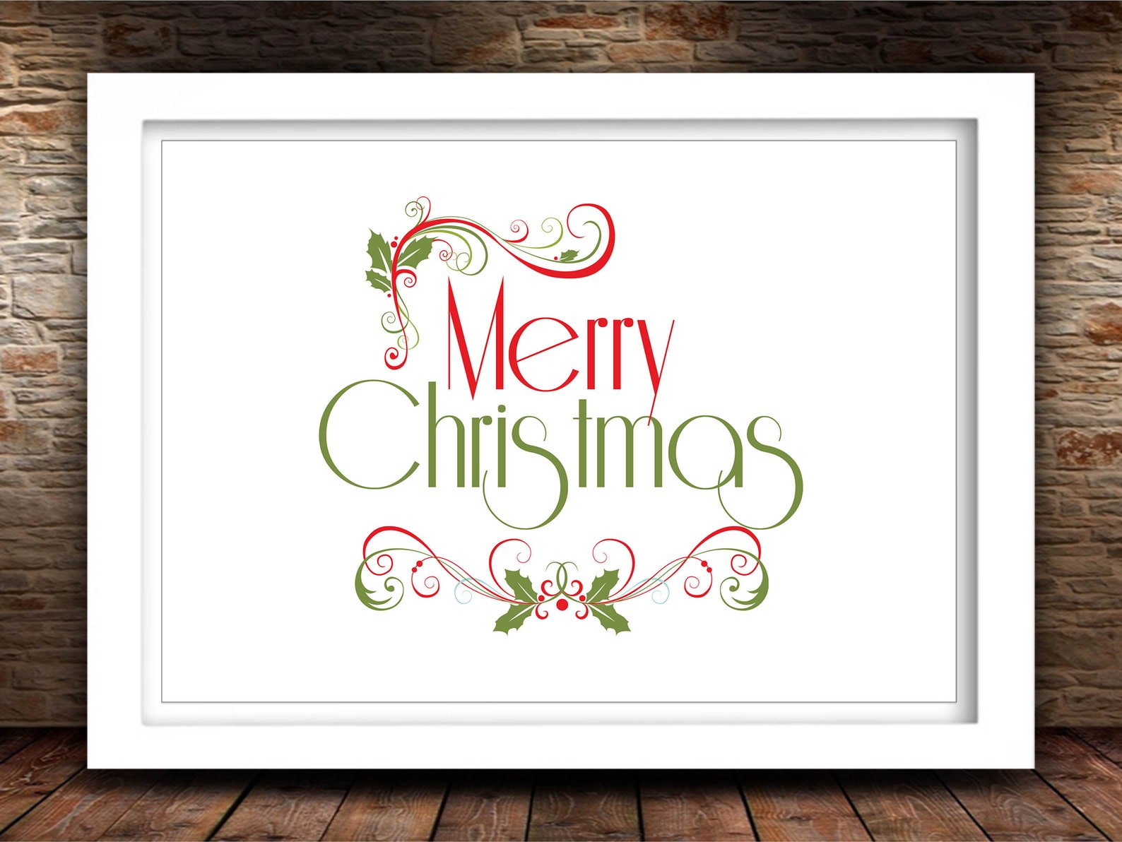 Merry Christmas Printable Holiday Print Christmas Wall Art - Etsy