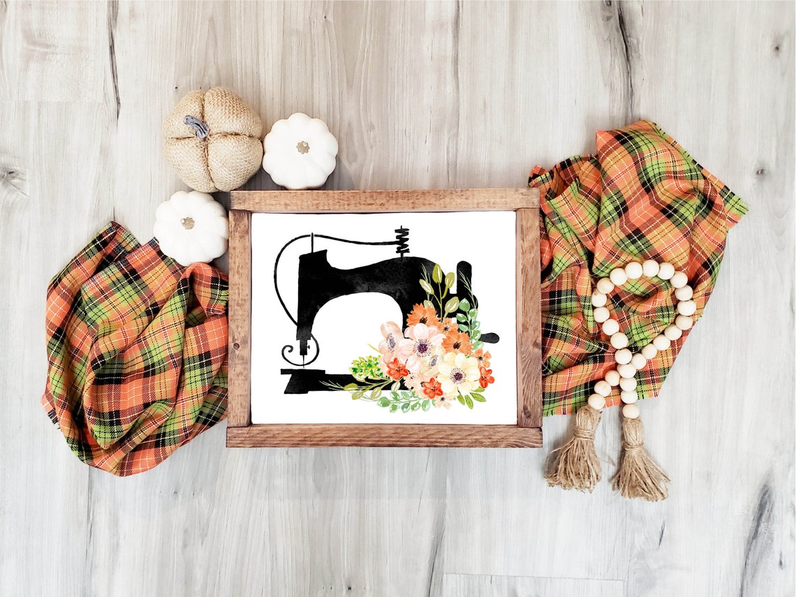 Floral Sewing Machine Printable Sewing Print Craft Room | Etsy