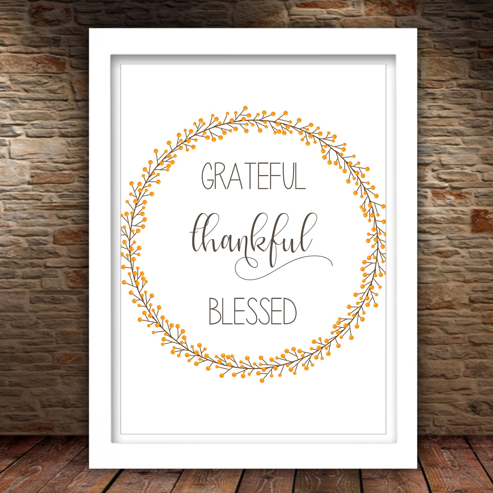 Grateful Thankful Blessed Printable Inspirational Quote Wall | Etsy