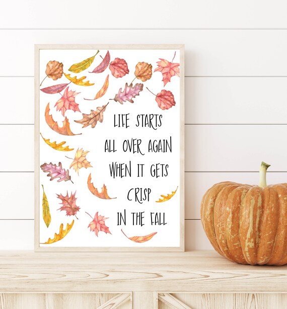 Fall Quote Printable Life Starts All Over Again Fall Home DIY - Etsy