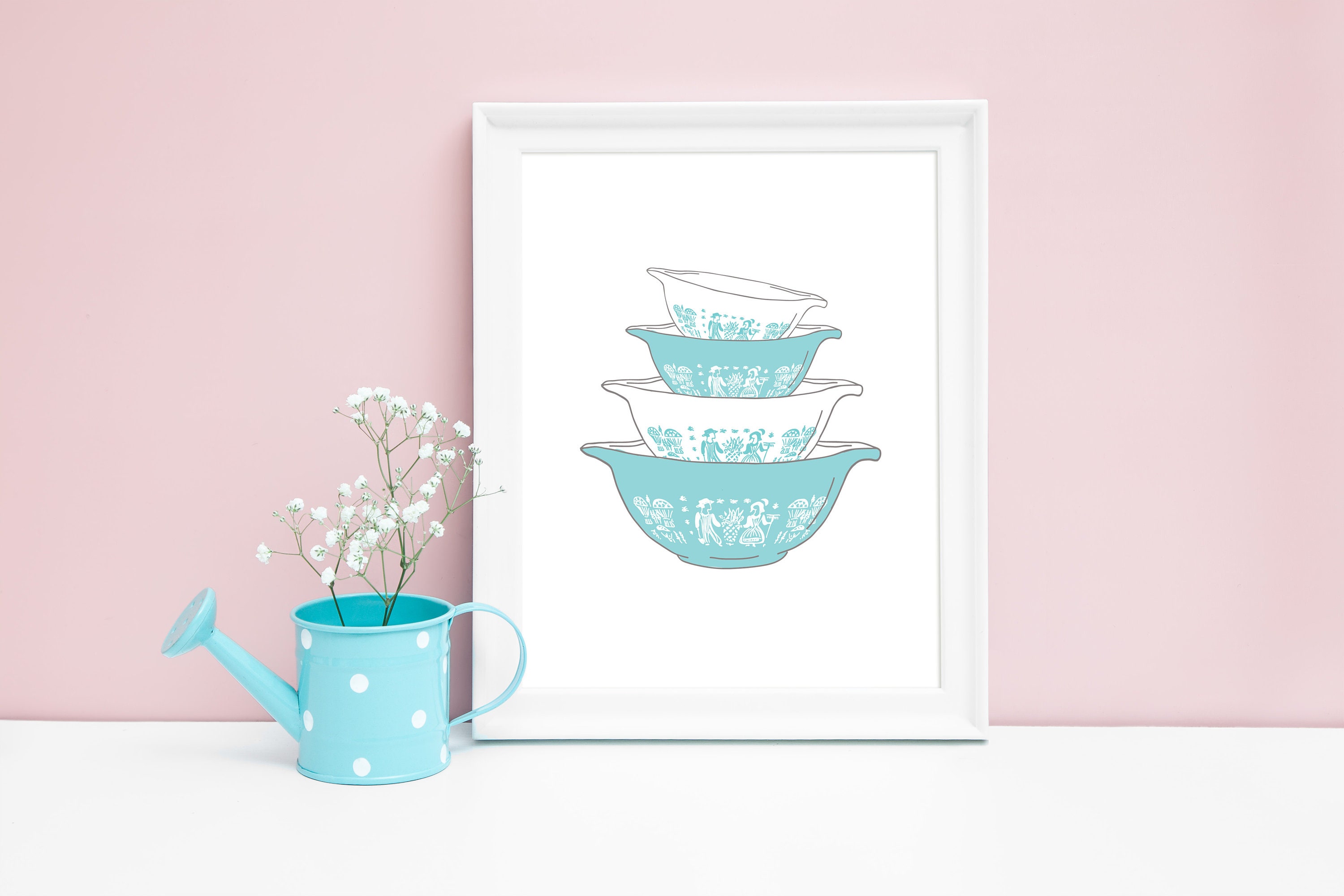 Vintage Pyrex Printable Kitchen Printable Wall Art Pyrex Bowls | Etsy